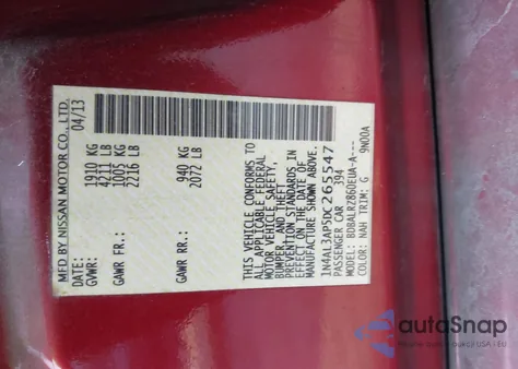 2013 Nissan Altima 2.5 S from USA, damaged, VIN 1N4AL3AP5DC265547